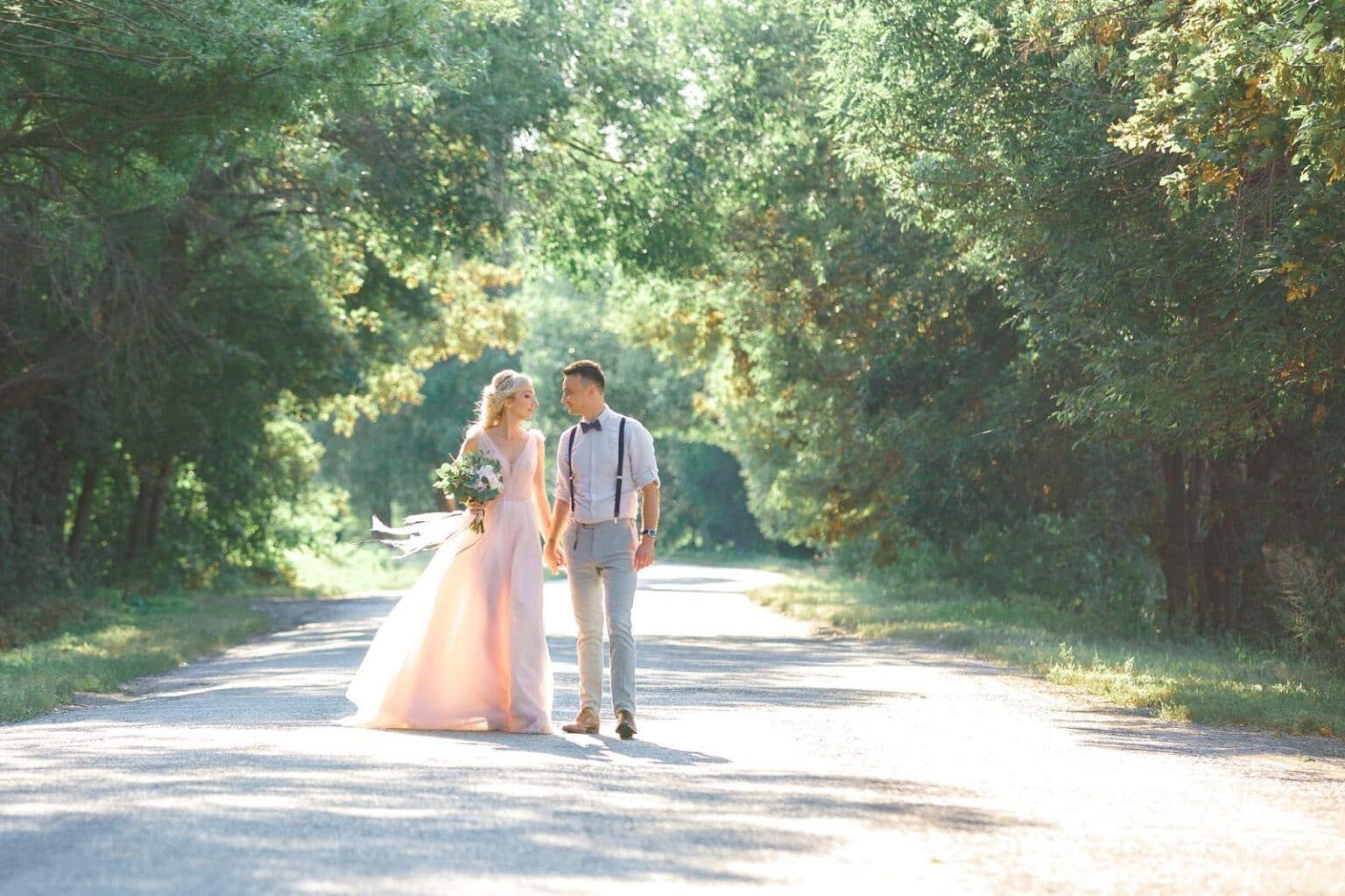 Couple researching wedding venues