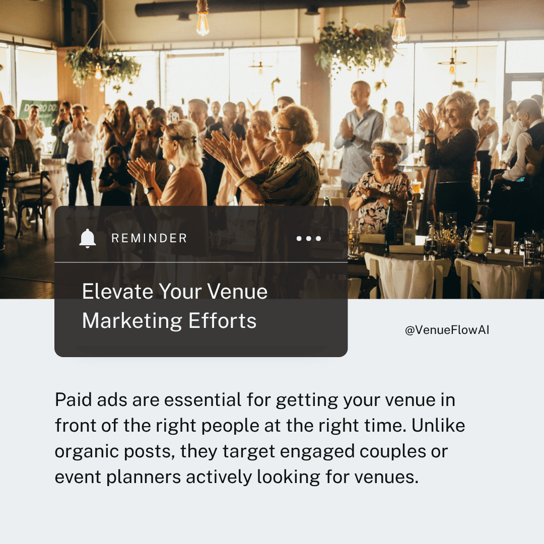Paid social post promoting venue marketing